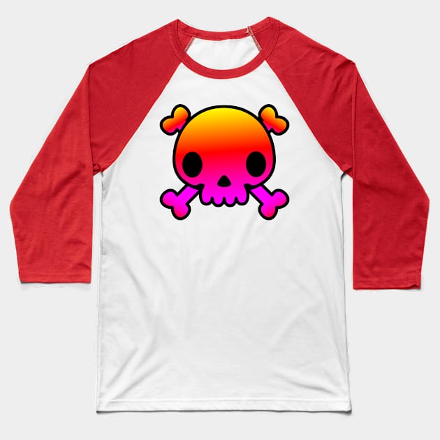 Skull (color) Baseball T-Shirt by Goodbye Doggie